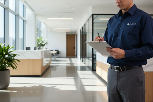 Fresh Start Cleaning supervisor reviewing facility quality